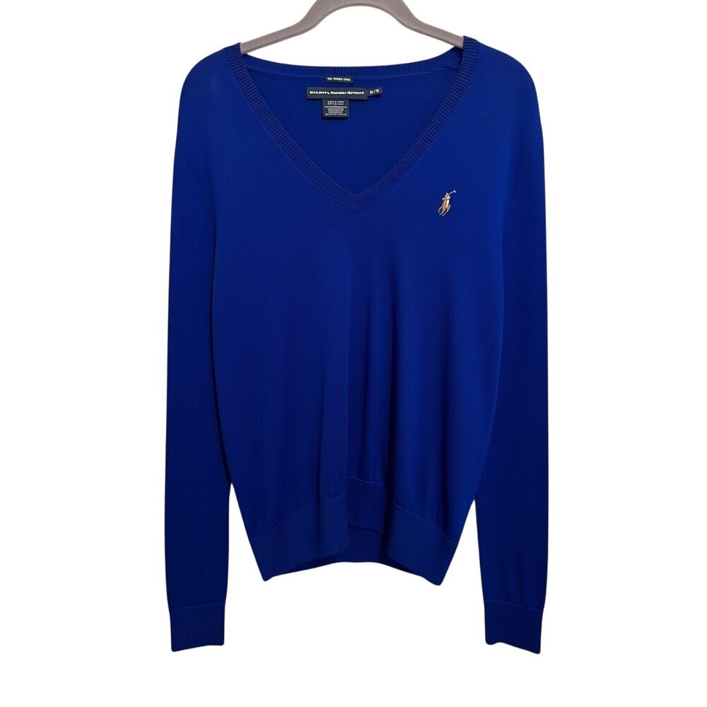 Ralph Lauren Sport Women's Size XL Blue Merino Wool Sweater Long Sleeve Preppy - Picture 8 of 8